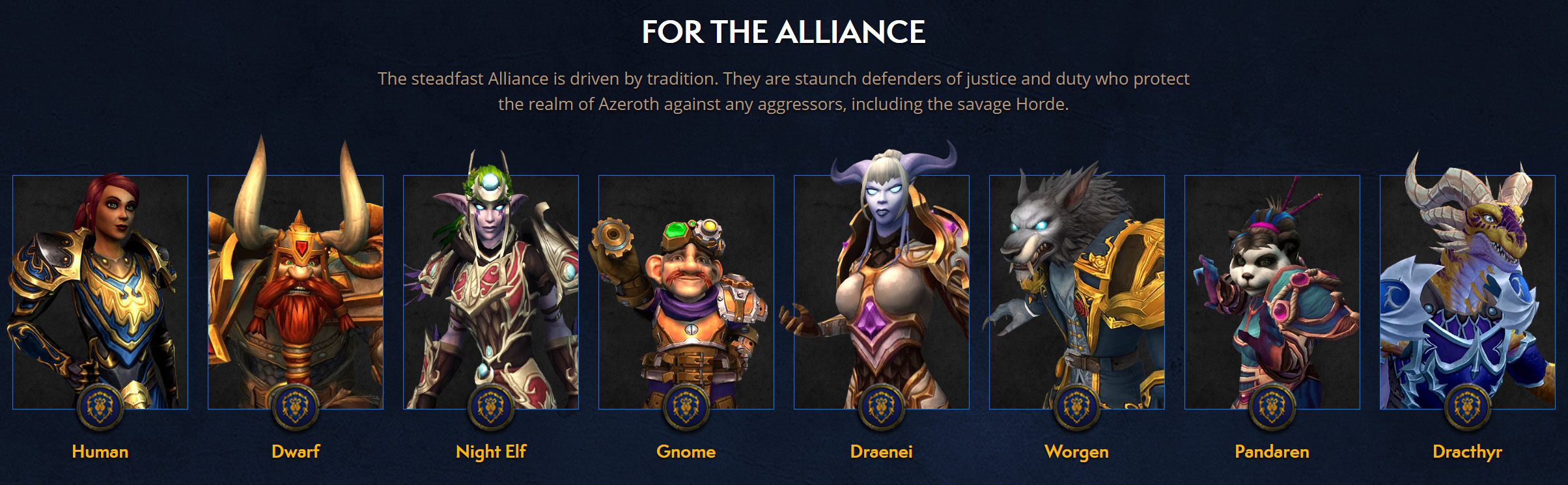 Alliance Races of World of Warcraft