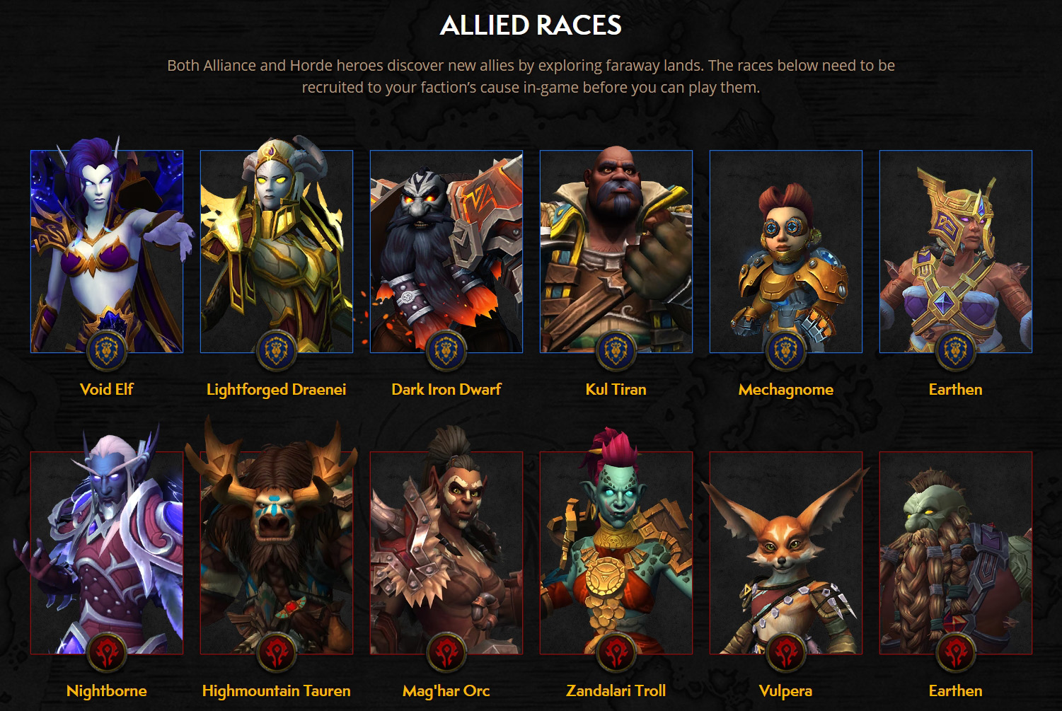 Allied Races of World of Warcraft